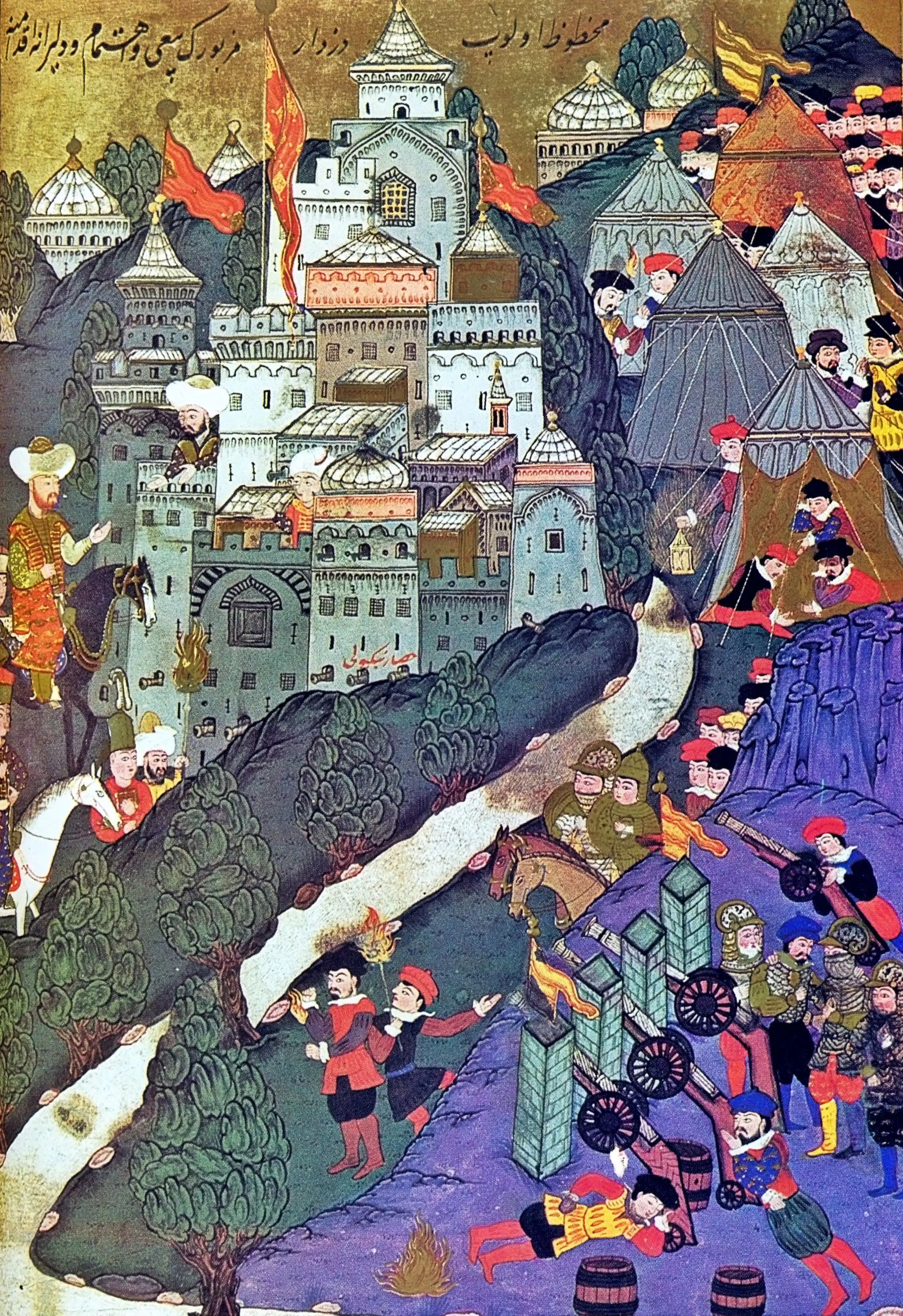 An Ottoman miniature depicting the Battle of Nicopolis, attributed to Nakkaş Osman and included in the Hünername, 1584–1588